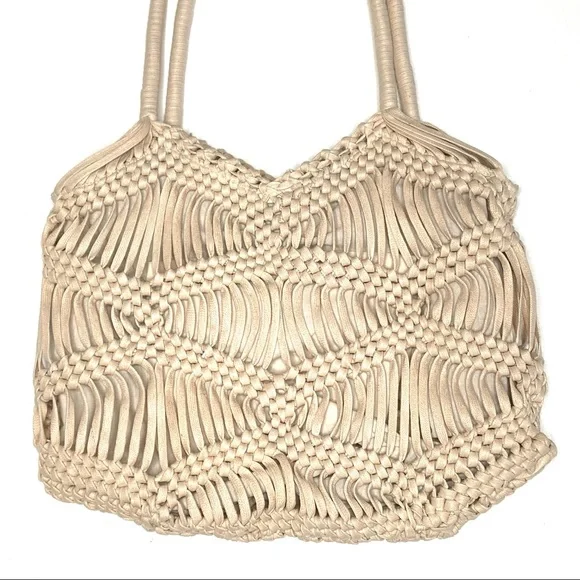 LONDON KAYE Woven Macrame Shoulder Tote Bag - Picture 2 of 16
